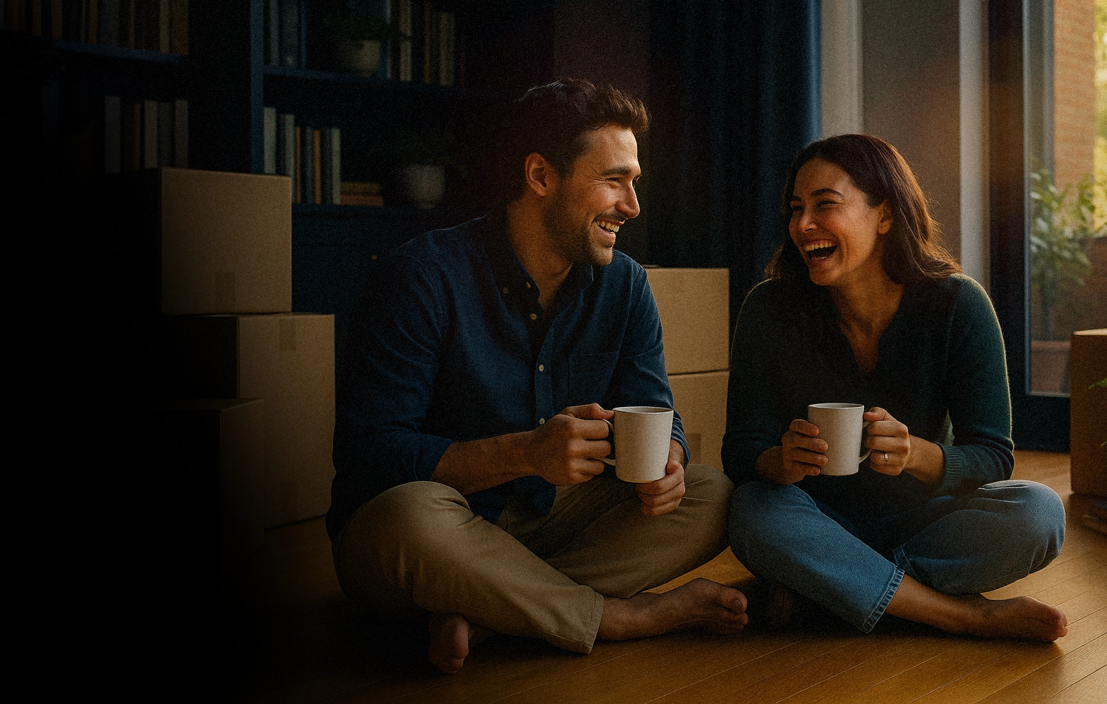 Couple enjoying their new home